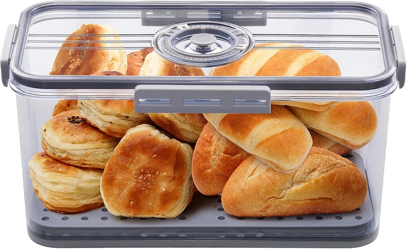 ANYPROLUS Bread Box for Homemade Bread Boxes for Kitchen Counter Airtight, Time Recording Bread Storage Container with Lid, Bread Containers Storage Airtight Loaf Bread Keeper, Grey - Image 1